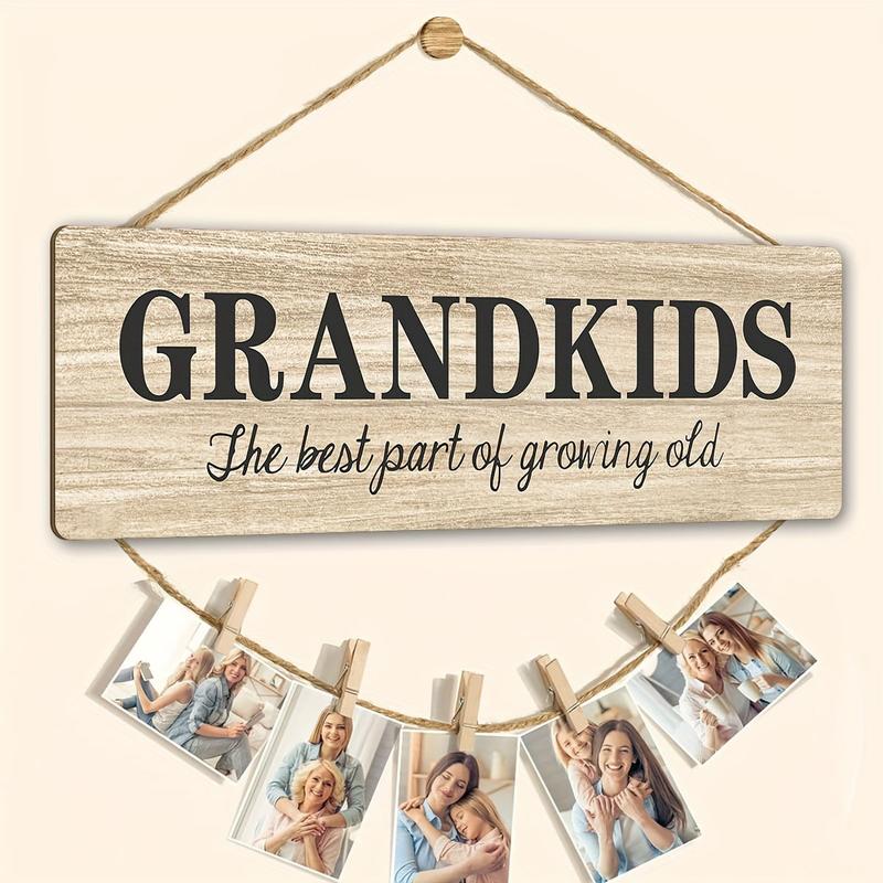 1 Set, Best Christmas or Birthday Gifts for Grandma & Grandpa from Grandchildren, Side by Side or Miles Apart Grandkids Photo Holder, 12x40cm