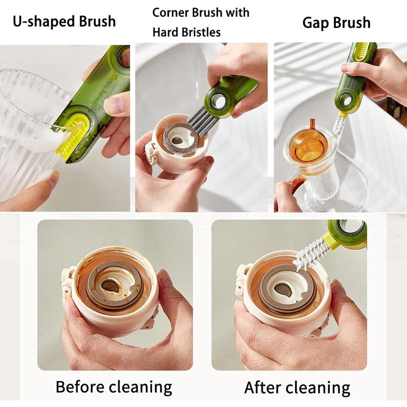 3 Pack 3 in 1 Multifunctional Cleaning Brush, Water Bottle Cleaner Brush 3 in 1 Cleaning Brush for Water Bottles, Cup, Home Kitchen Cleaning Tools