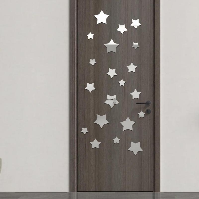 Star Shaped Acrylic Wall Sticker, 20pcs set Self-adhesive Mirror Wall Decal, Modern Wall Art For Home Office Living Room Bedroom