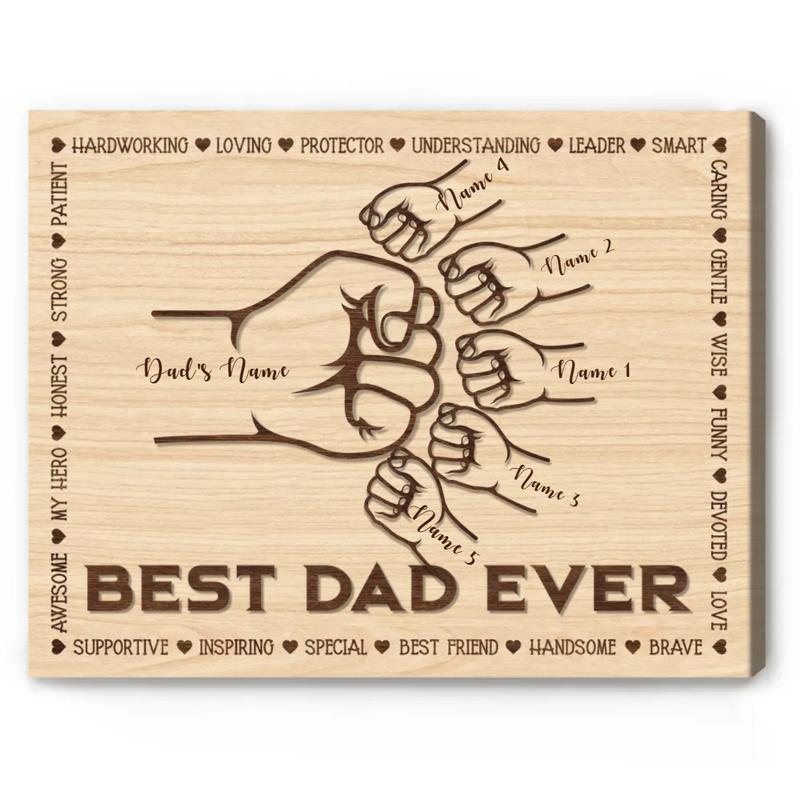 2024 Dad And Kids Custom With Names Fist Bump Father’s Day Sign Birthday Gift For Dad Gifts From Kids Fist Bump Print