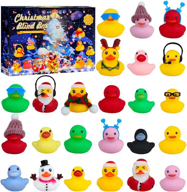 2024-24 Rubber Duck Advent Calendar Christmas Blind Box 24 Days Christmas Countdown Calendar Duck Blind Box Creative Christmas Party Gift Christmas Advent Calendar Suitable for Toddler Boys Girls Gift