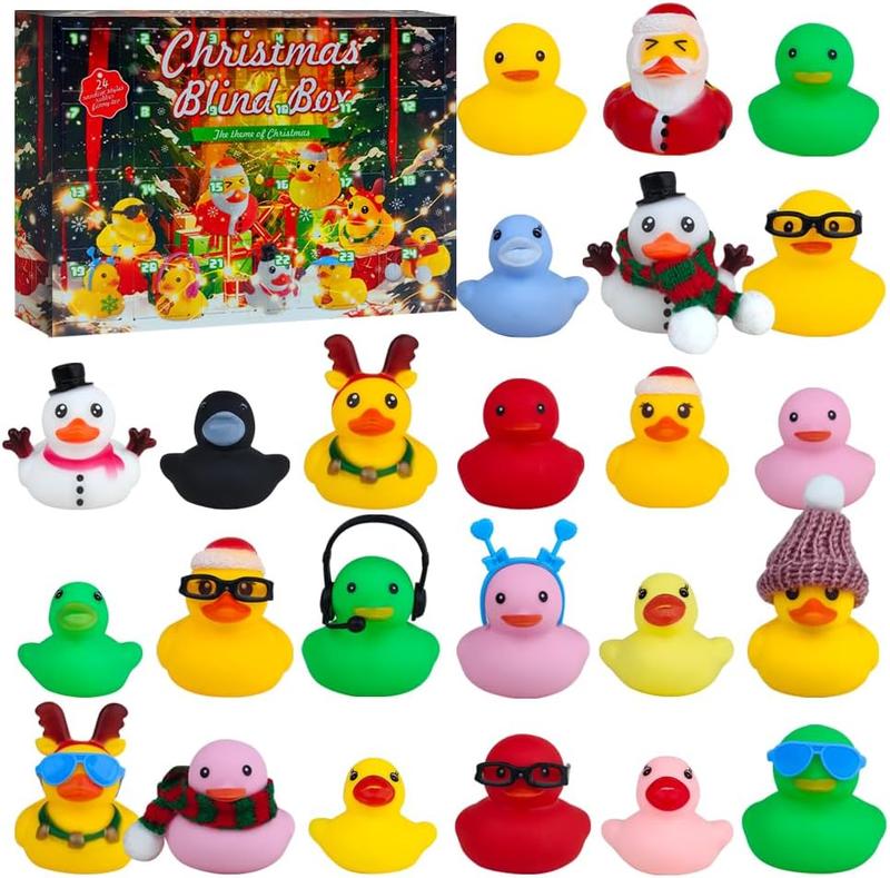 2024-24 Rubber Duck Advent Calendar Christmas Blind Box 24 Days Christmas Countdown Calendar Duck Blind Box Creative Christmas Party Gift Christmas Advent Calendar Suitable for Toddler Boys Girls Gift