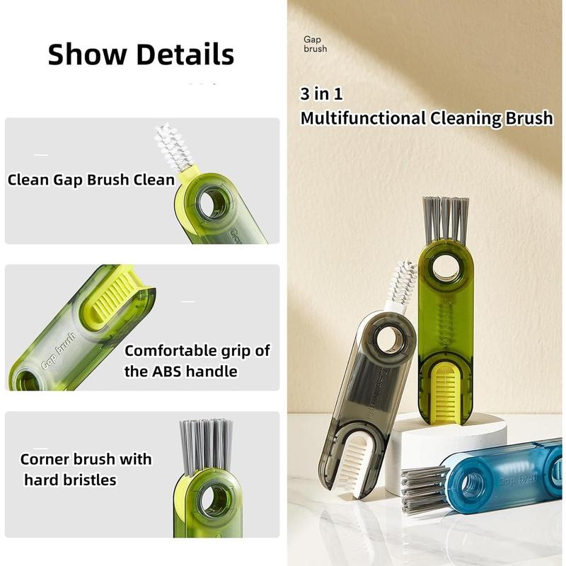 3 Pack 3 in 1 Multifunctional Cleaning Brush, Water Bottle Cleaner Brush 3 in 1 Cleaning Brush for Water Bottles, Cup, Home Kitchen Cleaning Tools