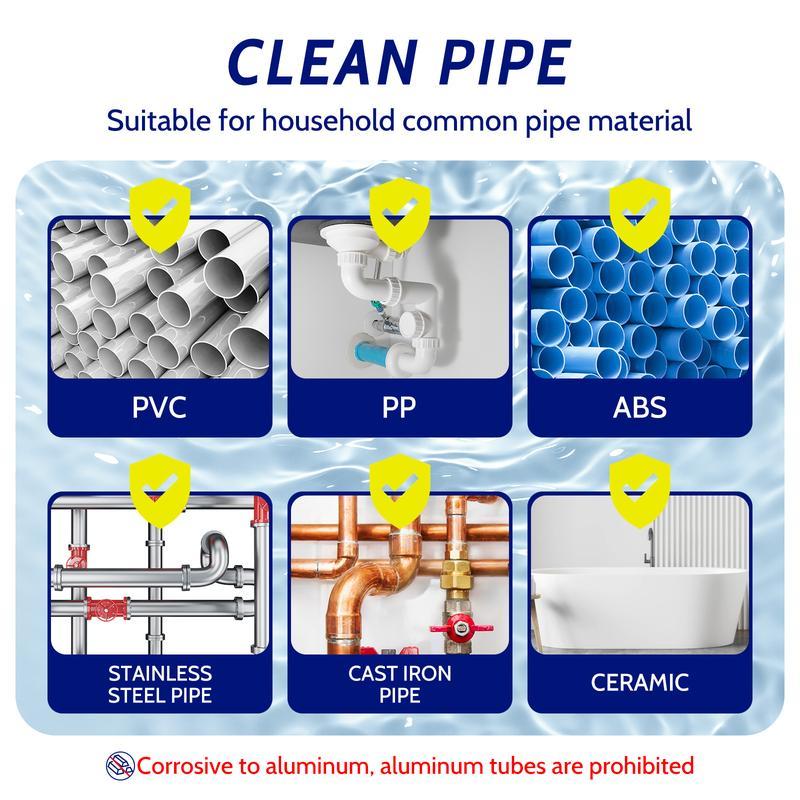 Powerful Pipe Dredging Agent for Kitchen and Toilet Pipelines - Dissolves 200+ Blockages and Kills 99% of Bacteria