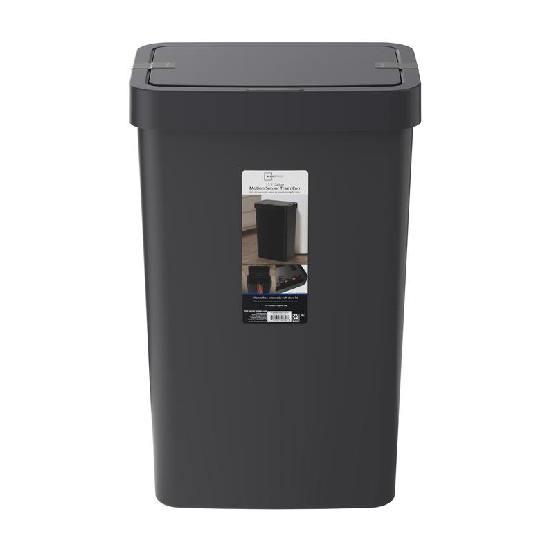 Mainstays 13.2 Gallon Kitchen Sensor Trash Can, Plastic Motion Sensor Kitchen Trash Can, Black