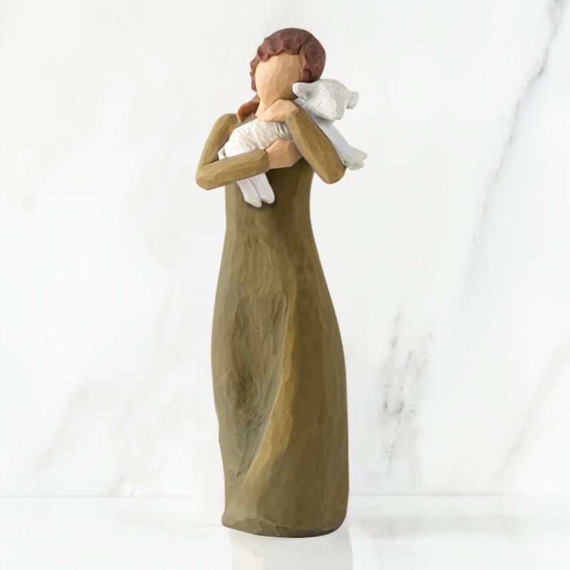 Shepherd Girl Figurine, 1 Count Retro Sculpture Style Girl Ornament, Desktop Decoration for Dining Room, Study, Bedroom, Holiday Gifts