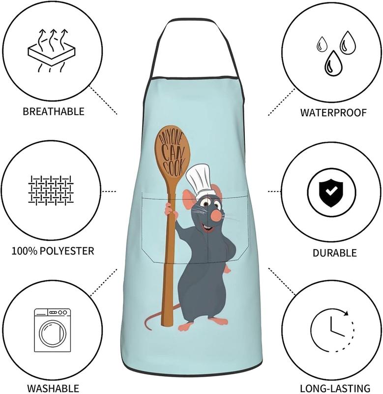 Gremy Ratatouille Anyone Can Cook Remy Apron For Women & Men With Pocket,  Adjustable Funny Kitchen Chef Apron For Cooking Baking, Blue