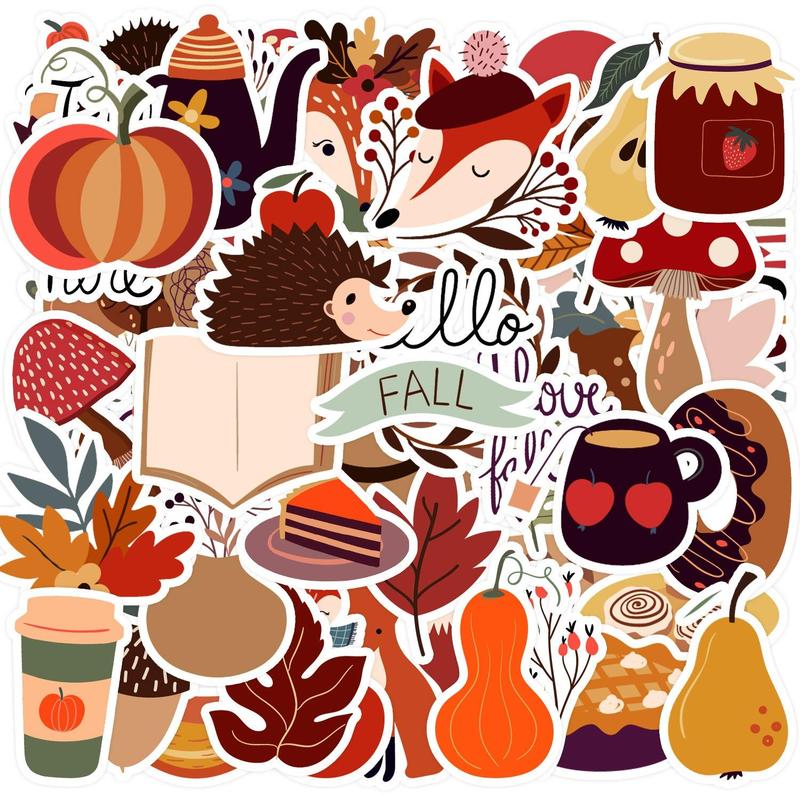 50pcs Autumn Series Graffiti Stickers, Creative Multi-purpose Stickers, For DIY Craft Decoration And Hand Account