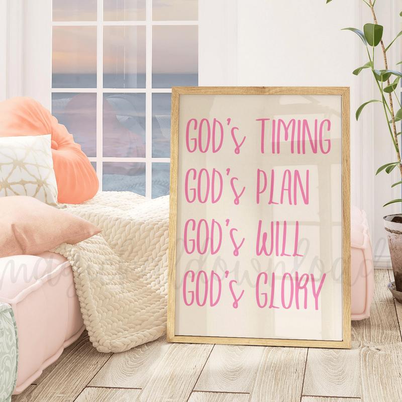 Preppy Pink Christian Printable Wall Art, Bible Verse Scripture Dorm Room Wall Art, Pink Wall Decor, Poster for home