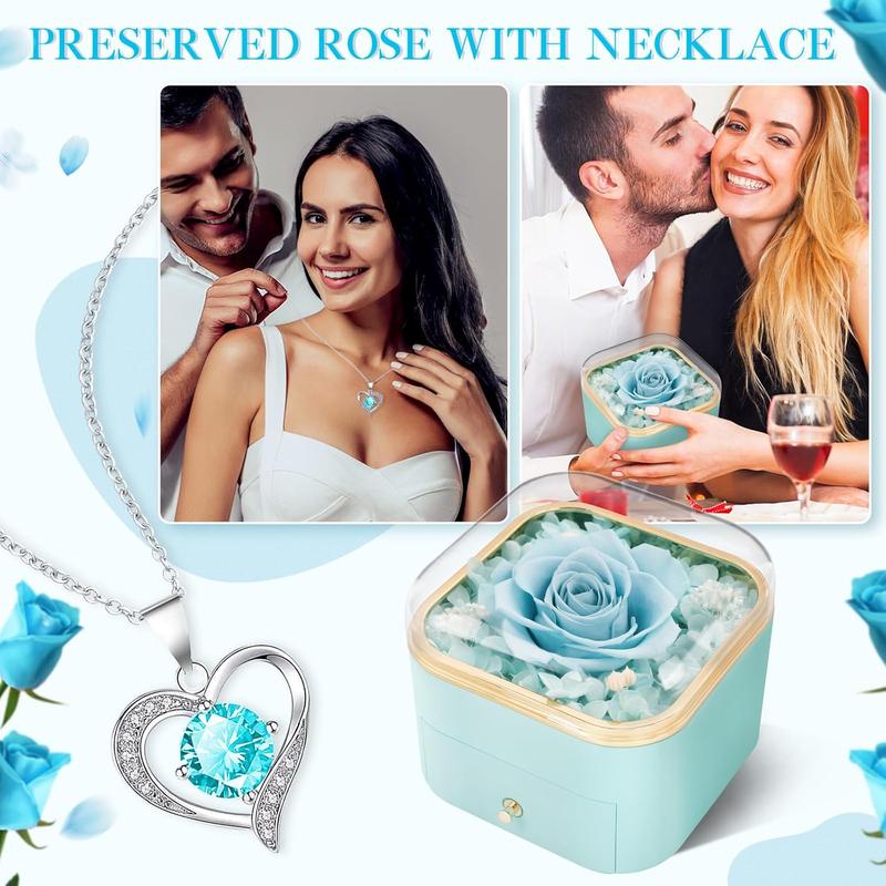 Gifts for Women Birthday Gifts Preserved Real Purple Rose with Necklace Eternal Roses Forever Flowers Rose Gifts for Mom Wife Sister Grandma