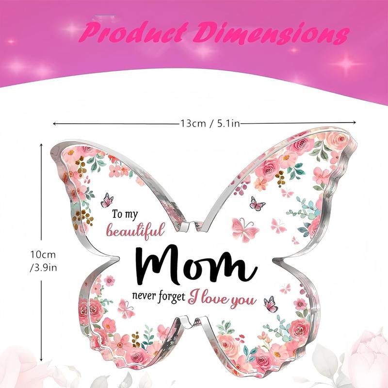 Mothers Day Gifts for Mom from Daughter Son, Unique Mom Birthday Gift Ideas,5.1x3.9 IN Butterfly Shaped Acrylic Keepsake