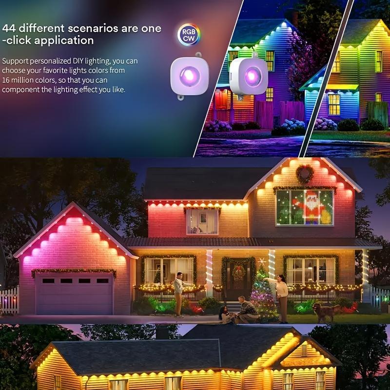 Permanent Outdoor Lights, RGB Outdoor Christmas Lights with 30 60 LED Lights, Waterproof LED Eaves Lights with DIY Scene Modes for Halloween Decor, Smart APP & Remote Control