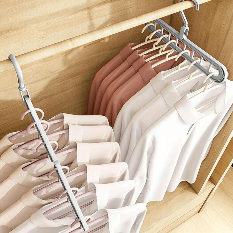 Foldable 9-hole Hanger, 3 Counts Space Saving Clothes Organizer Hanger, Durable Clothes Hanger for Home & Dormitory Storage