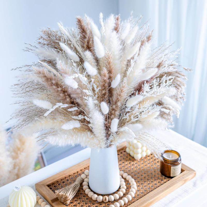 96 Natural Dried Pampas Grass Boho Home Decor Bouquet Phragmites Dried Flowers Bouquet for Wedding Floral Arrangements Home Decorations