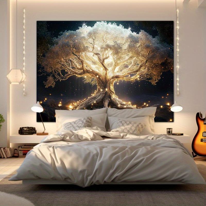 Luminous New Year's White Tree Of Life Tapestry,Forest Style Photo Studio Props,Yard Decoration,Wall Hanging Wall Decoration Room Decorative Table