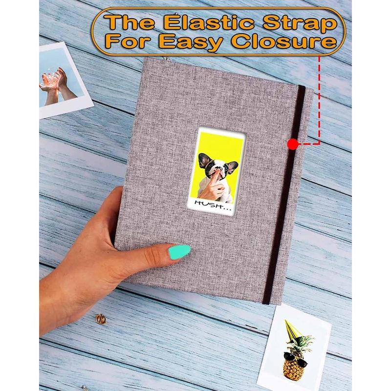 Mini Photo Album 208 Vertical Photos - Linen Cover, Front Window, Photo Album 2x3 Compatible with Fujifilm Instax Mini Film 7s 8 9 11, Polaroid 300, HP Sprocket, K-pop Photocards Decor