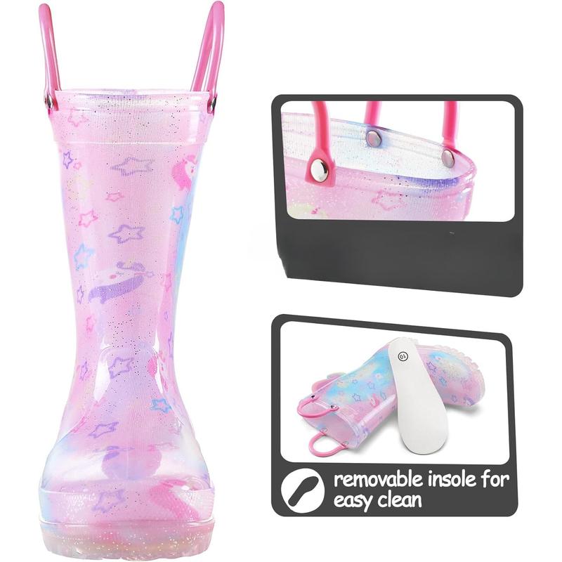 Light Up Rain Boots Waterproof Rain Boots with Handles Outdoors