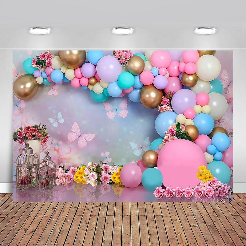 Balloon Arch Pattern Backdrop, 1 Count Colorful Balloon Pattern Background Cloth, Party Backdrop for Birthday Wedding Baby Shower Decoration