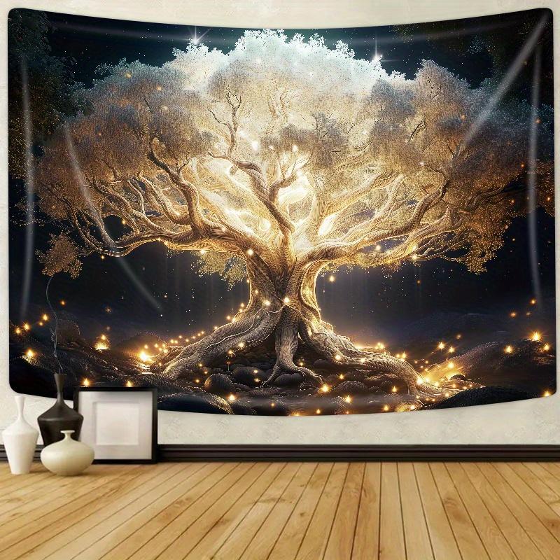 Luminous New Year's White Tree Of Life Tapestry,Forest Style Photo Studio Props,Yard Decoration,Wall Hanging Wall Decoration Room Decorative Table