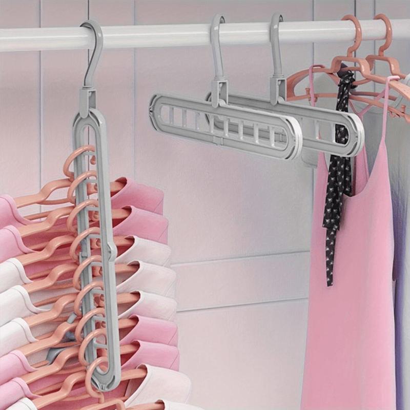 Foldable 9-hole Hanger, 3 Counts Space Saving Clothes Organizer Hanger, Durable Clothes Hanger for Home & Dormitory Storage