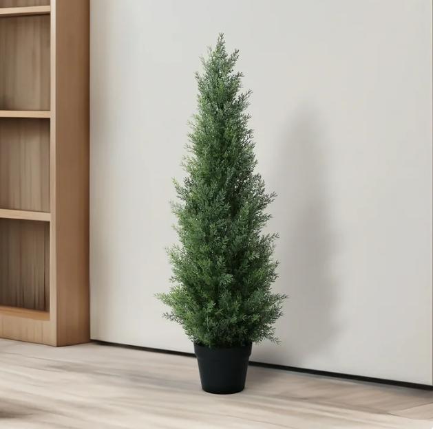 Artificial Cedar Tree 3 ft Outdoor Artificial Topiary Cedar Plants Fake Tree UV Rated Potted Tree for Porch Decor Faux Pine Tree for Perfect Housewarming Gift 1Pack