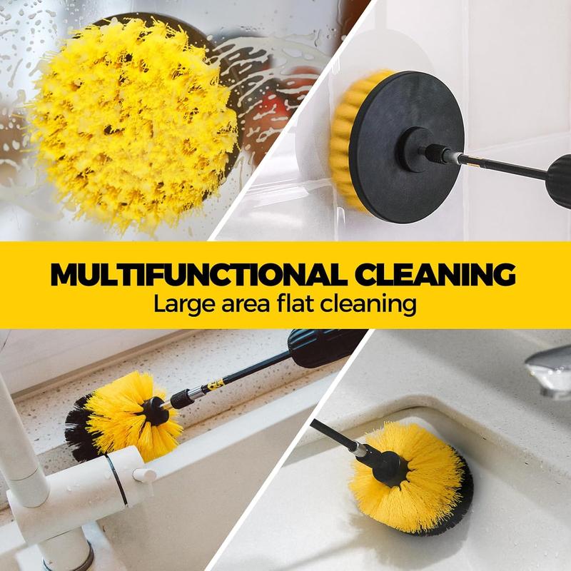 Power Scrubber Cleaning Brush Set - All Purpose Drill Scrub Brushes Kit for Grout, Floor, Tub, Shower, Tile, Bathroom Black