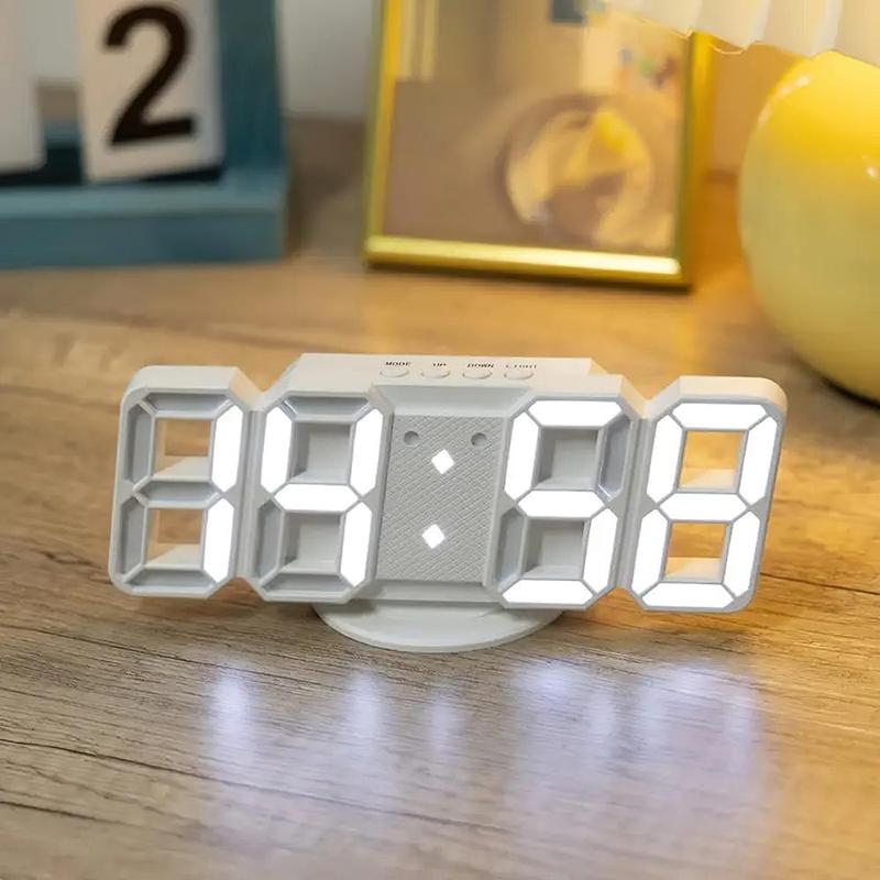 3D LED Alarm Clock, 1 Count Modern Multifunctional Electronic Clock, Home Decor Clock for Bedroom, Living Room (Batteries Not Included)