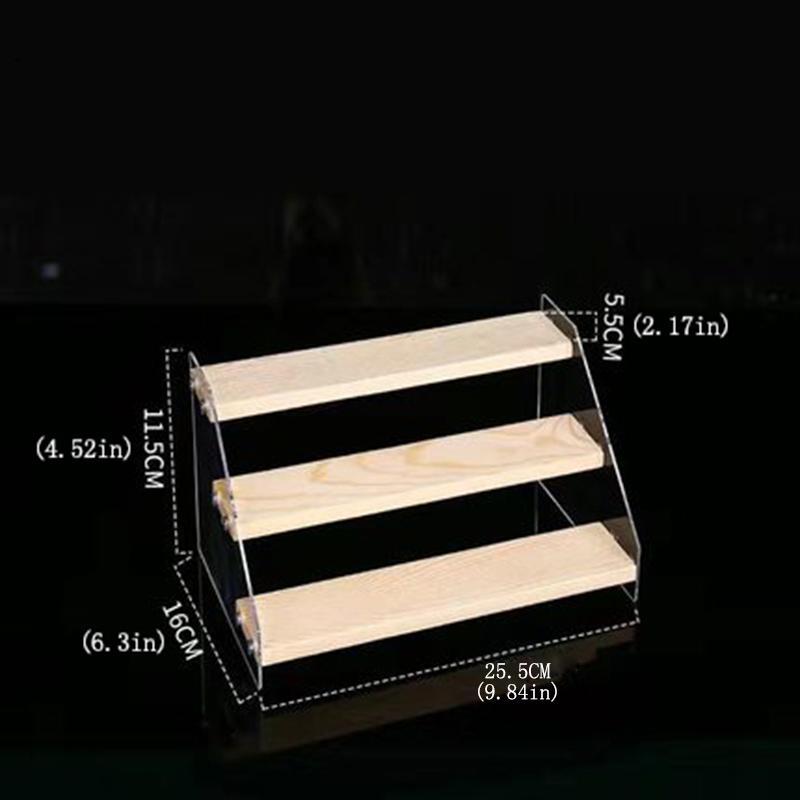 Acrylic Display Stand with Wooden Boards, 1 Count Multi-layer Wooden Display Rack, Desktop Display Stand for Jewelry, Bracelet, Earrings, Dolls