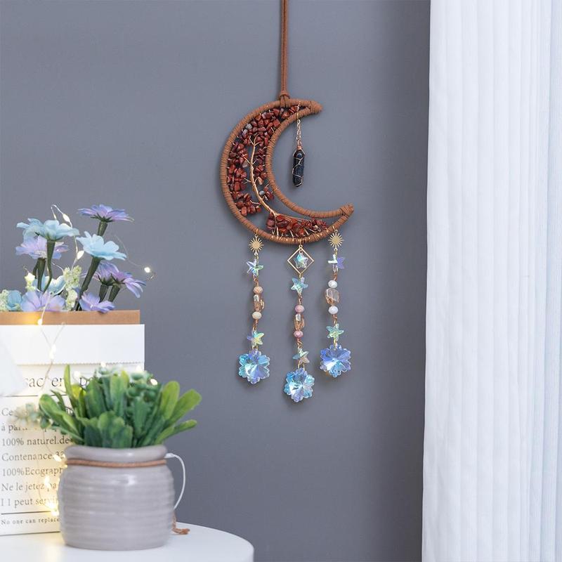 Creative Crescent Moon Design Hanging Decor, 1 Count Artificial Crystal Sun Catcher, Hanging Decor for Home Living Room Courtyard