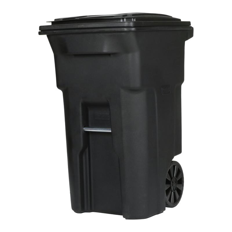 Toter 64 gallon black garbage can with wheels and lid