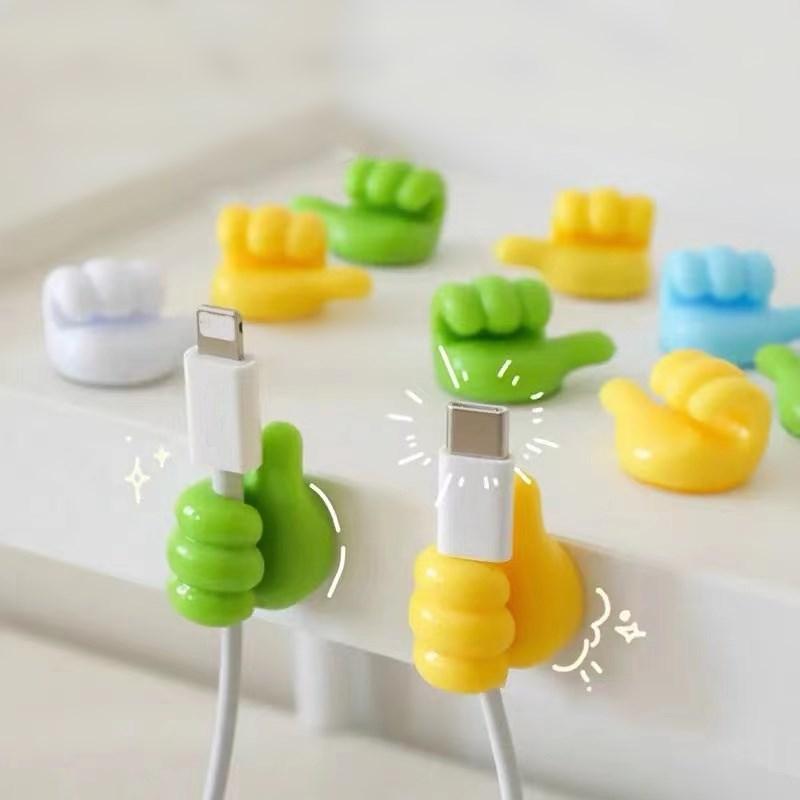 Random Colors 20pcs pack Creative Self Adhesive Thumb Hook Silicone Thumbs Up Wall Hook for Cable Clip Key Wall Decoration Hook Home Office Wall Storage Organiser Earphone