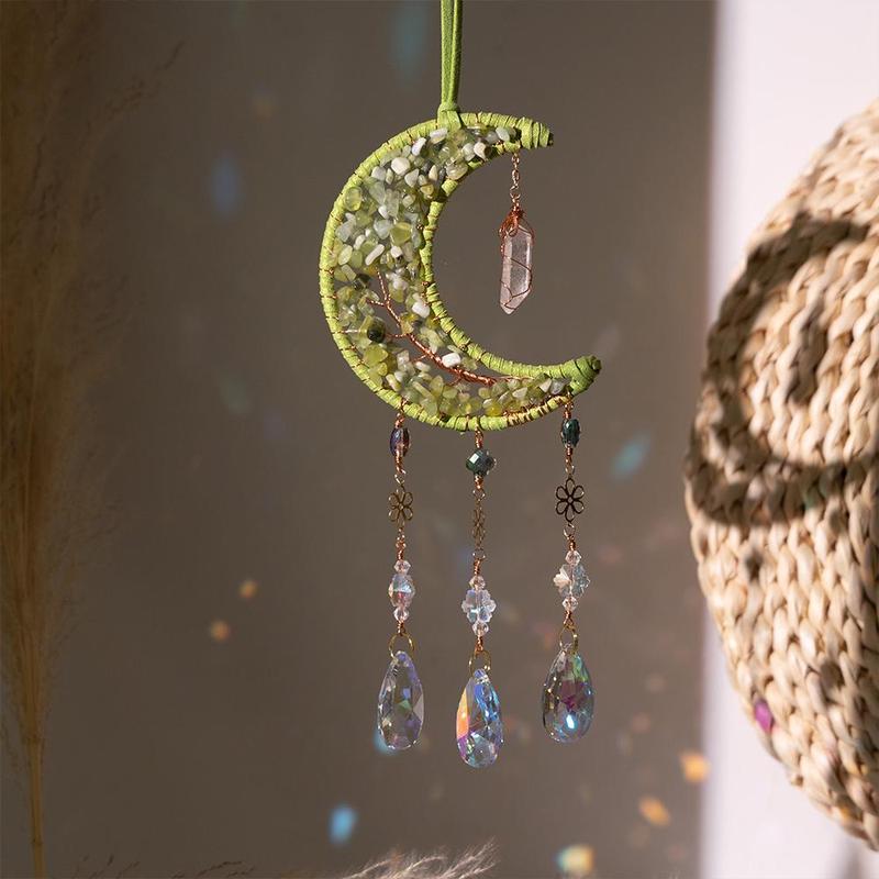 Creative Crescent Moon Design Hanging Decor, 1 Count Artificial Crystal Sun Catcher, Hanging Decor for Home Living Room Courtyard