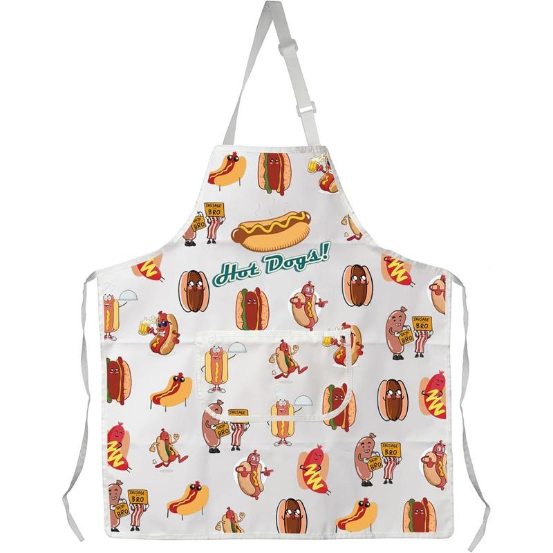 Hot Dog Apron with Pockets Hot Dog Lover Gifts Funny Hot Dog Chef Apron Kitchen Cooking Fast Food Aprons for Women Men