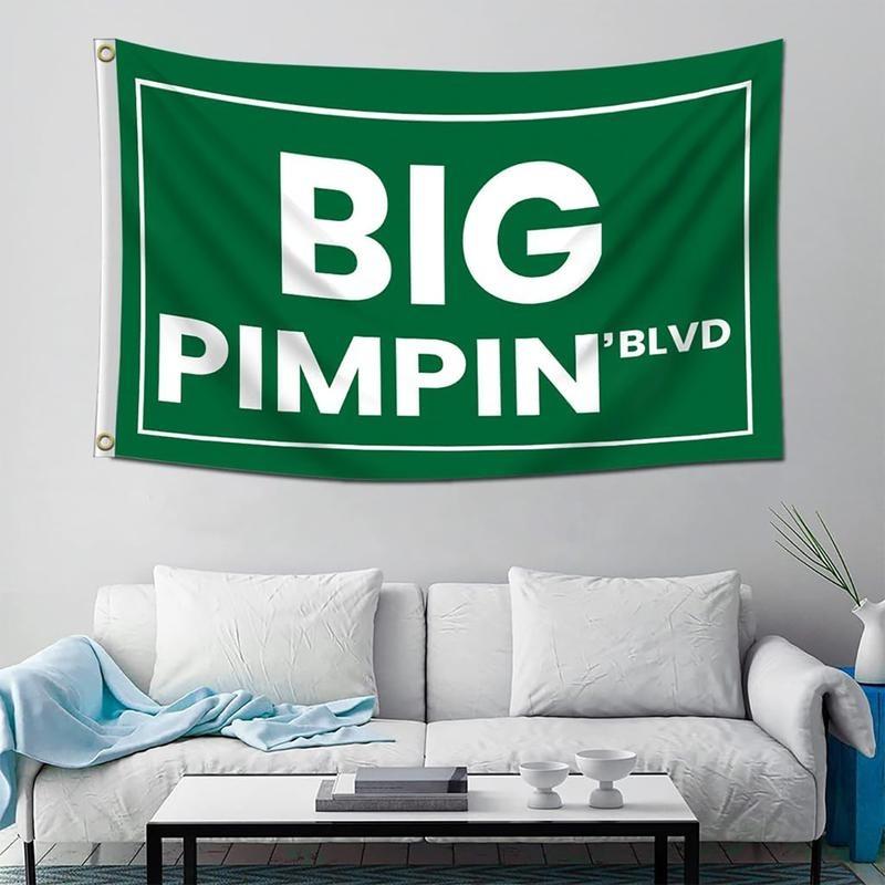 Big Pimpin'Blvd Funny Quote Flag Banner 3x5 FT Funny Flag Man Cave Wall Flag with Brass Grommets for College Dorm Room Decor,Outdoor,Parties Ornaments