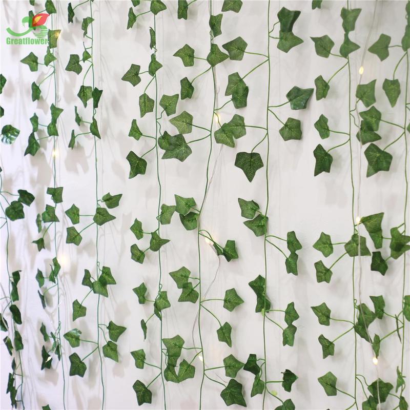 Christmas Wall Hanging Simulation Faux Plastic Vine Ornaments for Room Decor, Creative DIY Spring Green Artificial Leaf Vine, Realistic Decorative Plants for Home Wedding Porch Party Decoration, Home Decor