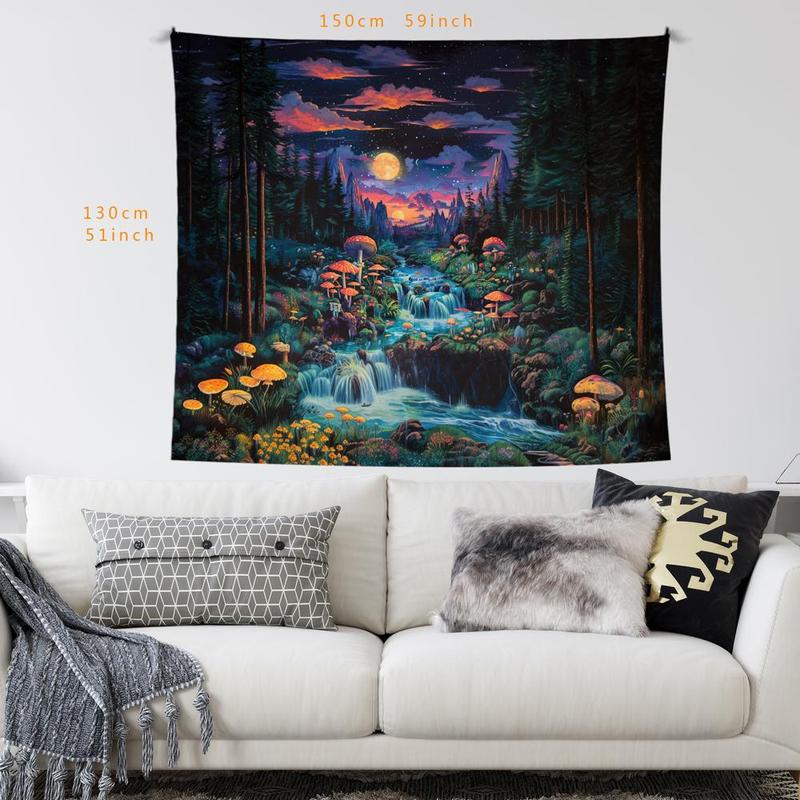 Forest & Mushroom Pattern Tapestry, Multi-size Modern Art Exquisite Hanging Blanket, Wall Hanging Decor for Home Living Room Bedroom Office Dormitory