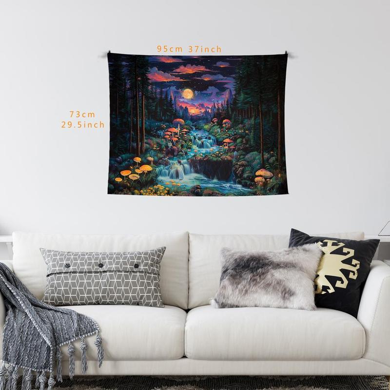 Forest & Mushroom Pattern Tapestry, Multi-size Modern Art Exquisite Hanging Blanket, Wall Hanging Decor for Home Living Room Bedroom Office Dormitory