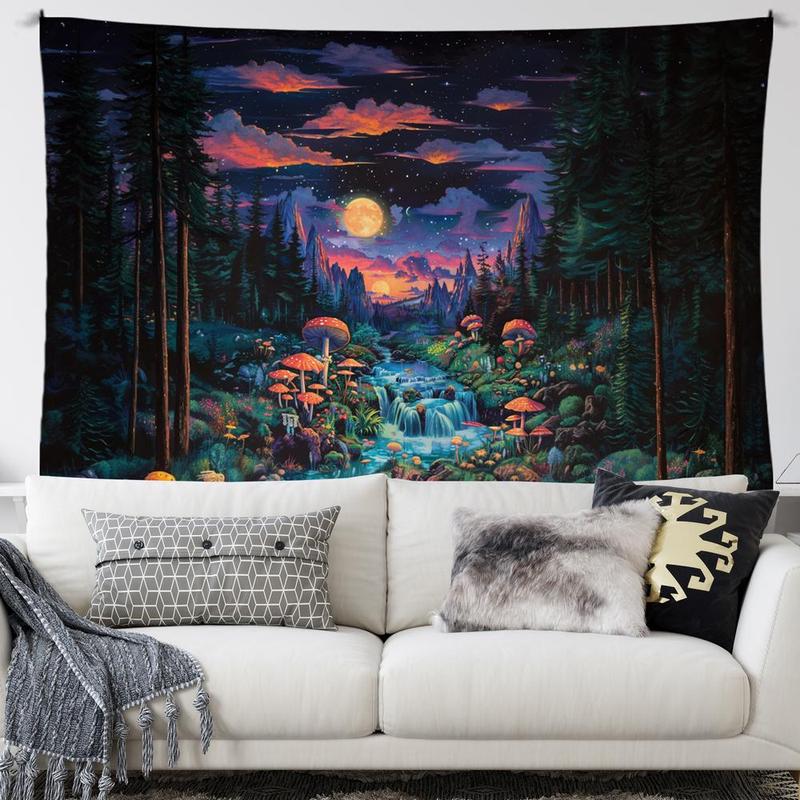 Forest & Mushroom Pattern Tapestry, Multi-size Modern Art Exquisite Hanging Blanket, Wall Hanging Decor for Home Living Room Bedroom Office Dormitory