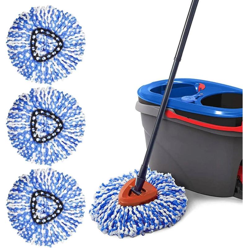 3 Pack Spin Mop Heads Replacement Compatible with Ocedar RinseClean 2 Tank Mop System,Microfiber Mop Refill Heads for Cleaning All Hard-surfaced Floor mop sepe rate cleananddirty water Absorbent Smooth Wooden