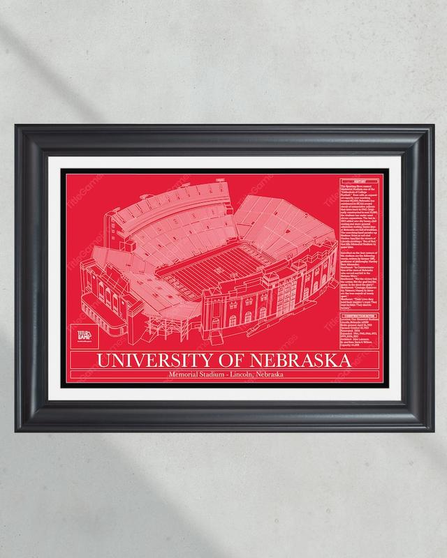 University of Nebraska Cornhuskers Memorial Stadium Blueprint Football Print