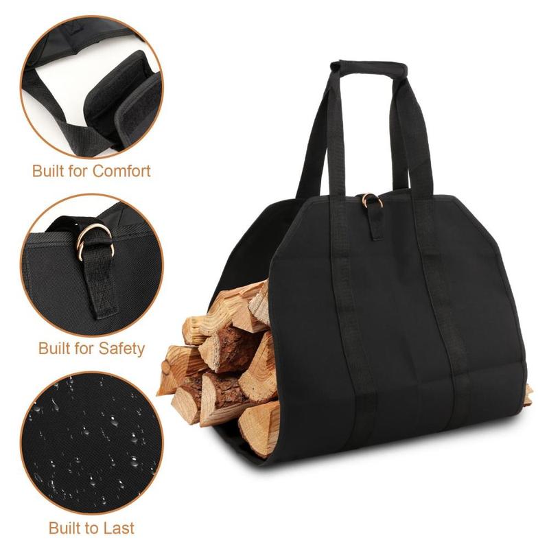 Firewood Bag Carrier, Extra Large Wood Bag for Firewood,Water Resistant Carrying Bag with Padded Handles & A Handy Side Pocket-39x18for Home Organiser