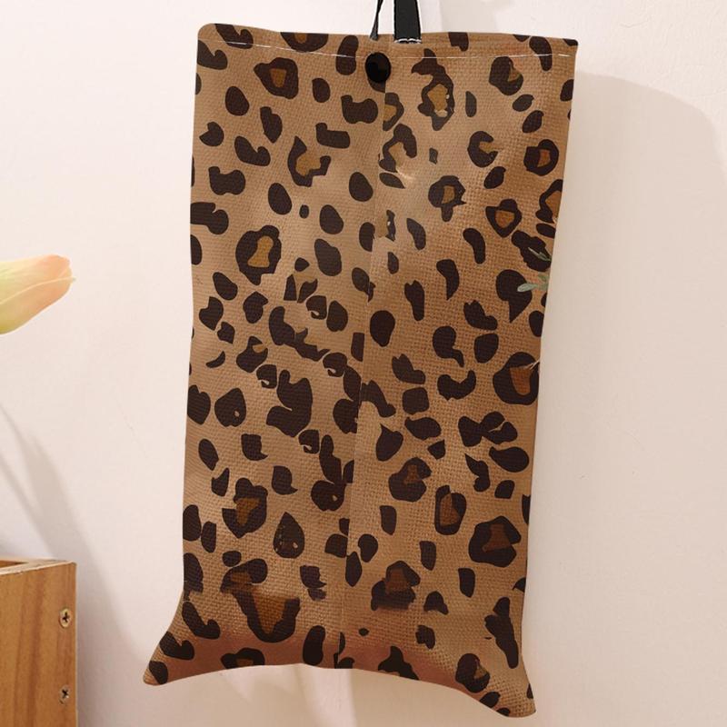 Leopard & Flower Print Toilet Paper Bag, Creative Toilet Paper Holder, Lovely Toilet Paper Bag, Home Decoration, Bathroom Accessories