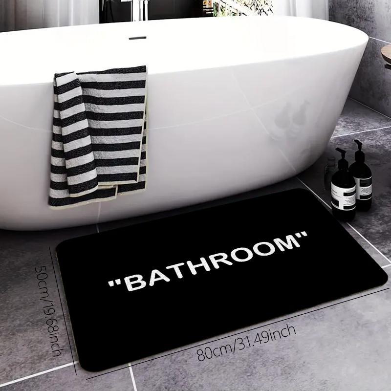 Letter Pattern Bathroom Mat, 1 Count Non-slip Soft Comfortable  Floor Mat, Decorative Carpet for Home Living Room Bedroom Hotel Dormitory Salon, Room Accessories