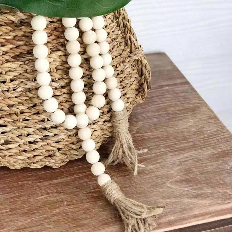 Wooden Bead Tassel Decor, 1 Count Boho Style Hanging Decor, Home Decor for Living Room, Bedroom, Office, Party, Wedding