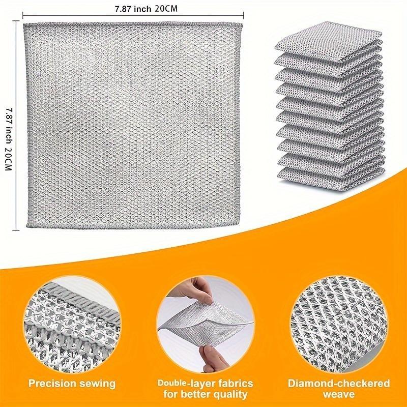 Kitchen Cleaning Cloth (20pcs), Double-deck Polyester Fiber, Non-stick Quick-dry Mesh Scrubber, Easy To Clean & Reusable Cleaning Cloth for Pots & Stovetops