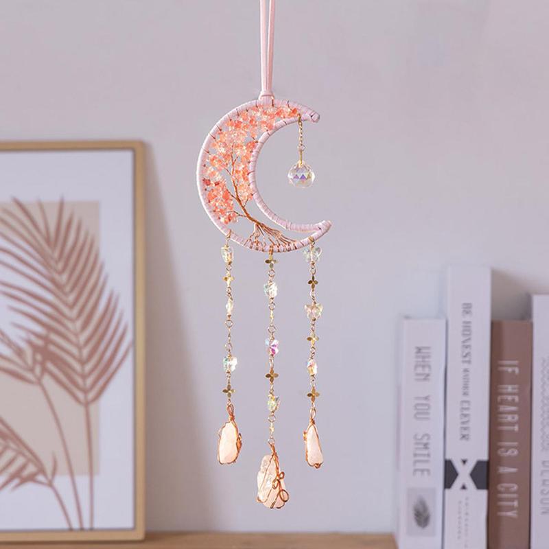 Creative Crescent Moon Design Hanging Decor, 1 Count Artificial Crystal Sun Catcher, Hanging Decor for Home Living Room Courtyard