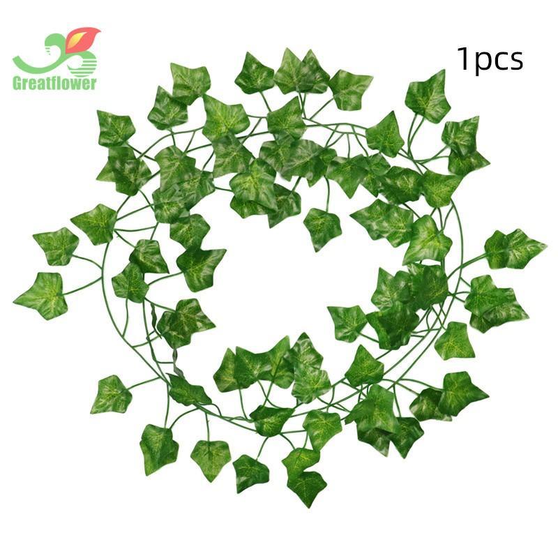 Christmas Wall Hanging Simulation Faux Plastic Vine Ornaments for Room Decor, Creative DIY Spring Green Artificial Leaf Vine, Realistic Decorative Plants for Home Wedding Porch Party Decoration, Home Decor