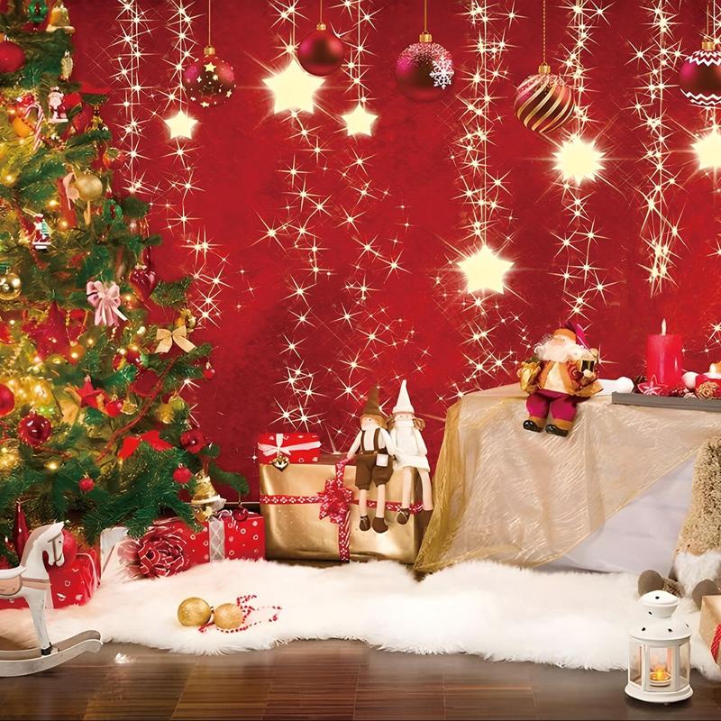 Christmas Themed Backdrop, 1 Count Holiday Party Decoration Backdrop, Festive & Party Supplies for Home Living Room Bedroom Kitchen