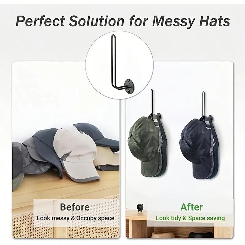 L-shaped Hat Storage Rack, 3 Counts Wall Mounted Hat Holder, Household Hat Organizer for Bedroom, Kitchen, Office, Home, Home Organizer