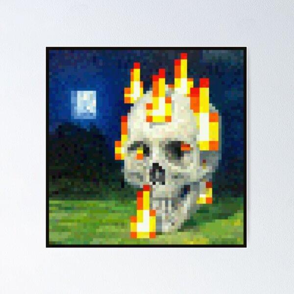 Minecraft Skull on Fire Painting Poster Unframe